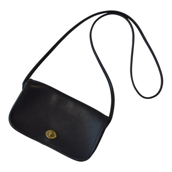 Vintage Coach Black Leather Mini Crossbody Bag - Timeless Classic & Quality - Picture 1 of 8